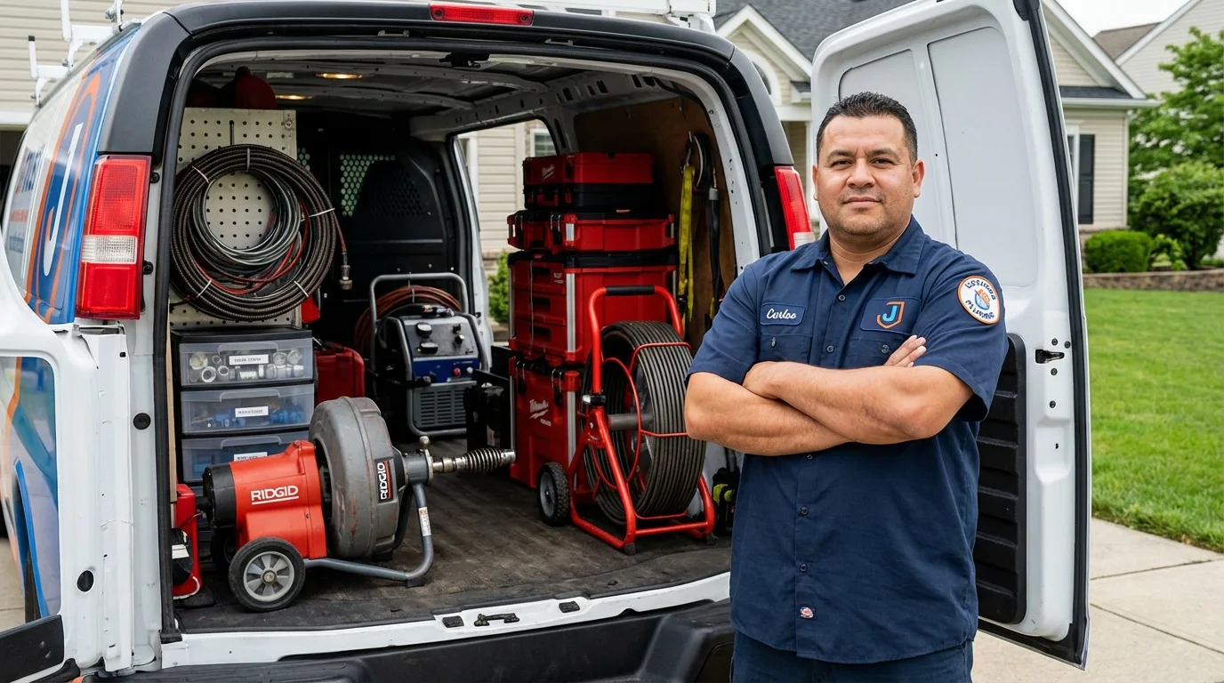 Professional drain cleaning equipment and Johns Plumbing LLC plumber in Muscatine
