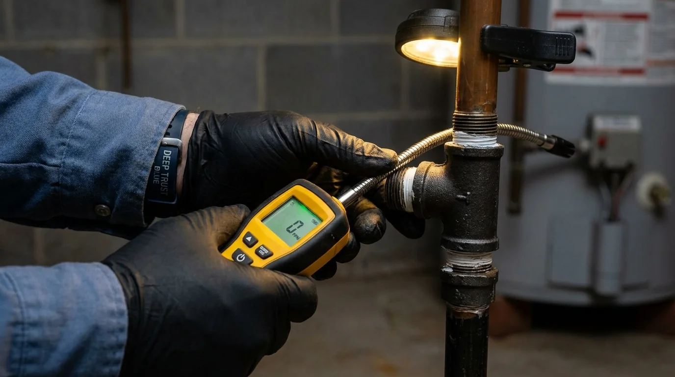Gas leak detection with electronic sniffer by Johns Plumbing LLC in Muscatine