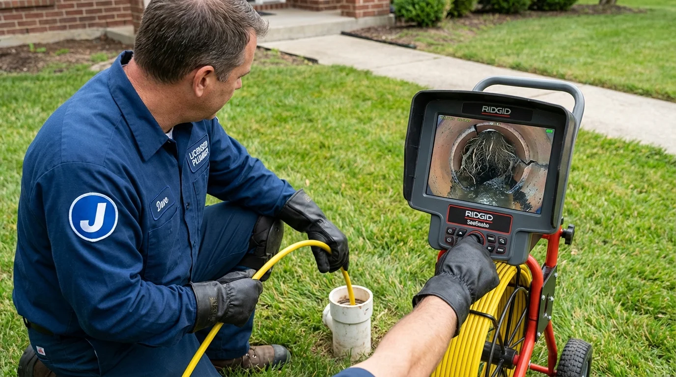 Sewer camera inspection being performed by Johns Plumbing LLC in Muscatine