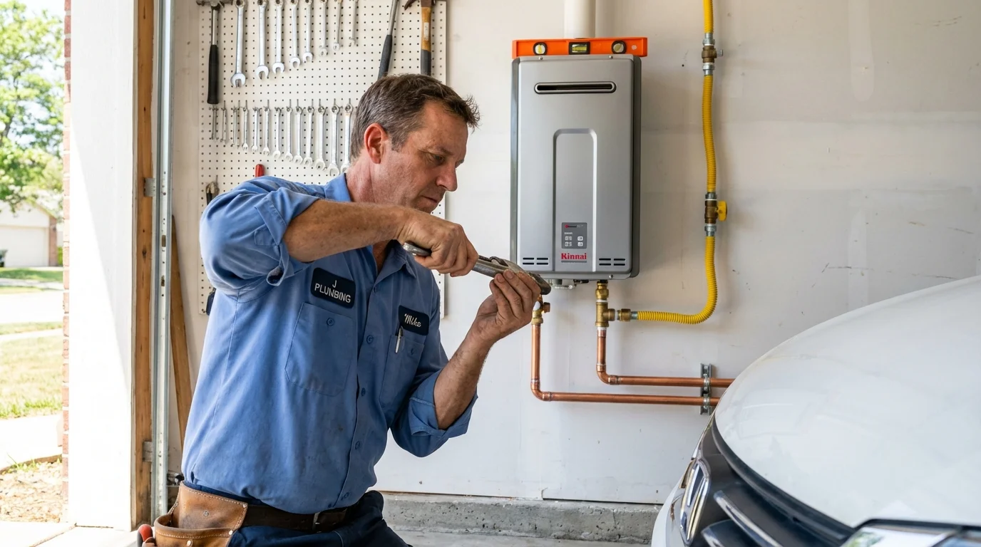 Tankless water heater installation by a Johns Plumbing LLC plumber in Muscatine